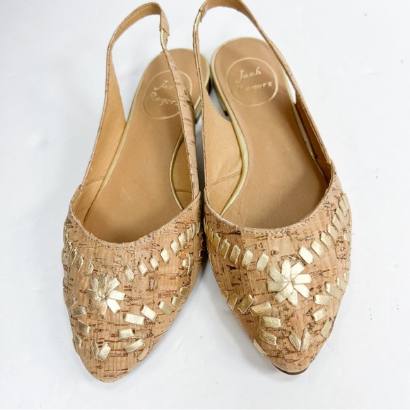 Jack Rogers Rory Cork Slingback Flats Pointed Toe Gold Accent size 6 - Picture 2 of 12